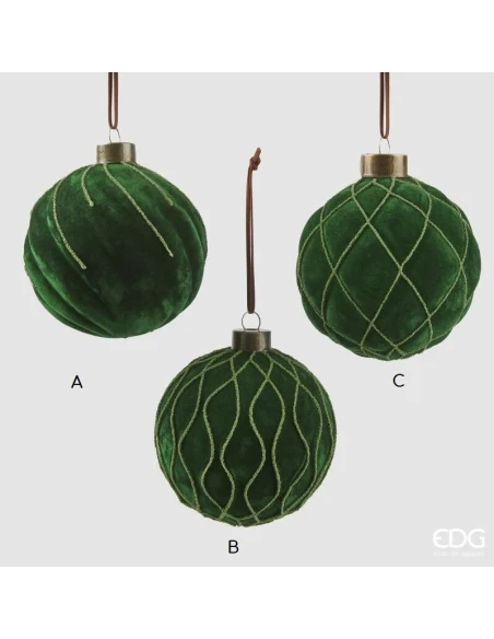 EDG - Round Velvet Christmas Ball - Green