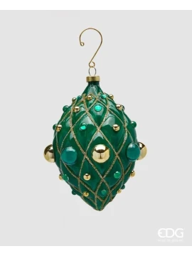EDG - Pallina di Natale Decoperle Fuso - Verde / Oro
