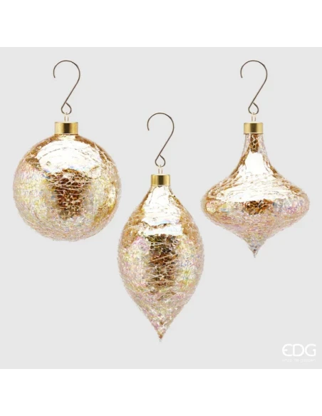 EDG - Tapered Micro-Leaf Christmas Ball - Gold