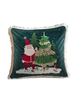 Blanc MariClò - Cuscino Babbo Natale con Frange e Ricami - 45 x 45 cm