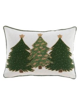 Blanc MariClò - Christmas Tree Cushion with Beads - 35 x 50 cm