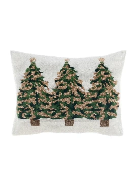 Blanc MariClò - Christmas Tree Cushion with Beads - 25 x 35 cm