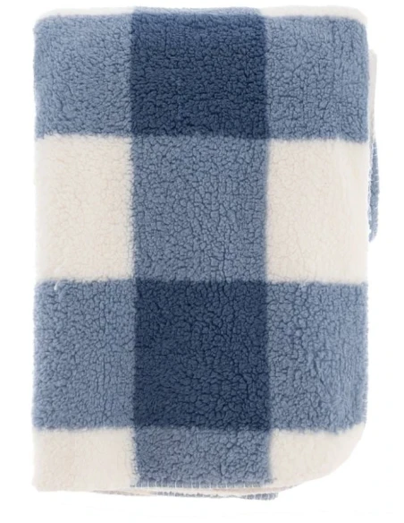 Blanc MariClò - Plaid Sherpa Quadrati Blu - 140 x 170 cm