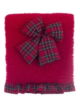 Blanc MariClò - Sherpa Plaid with Tartan Bow - Red