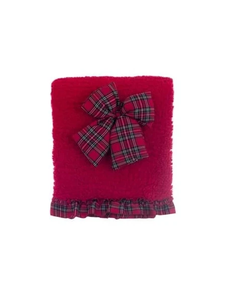 Blanc MariClò - Sherpa Plaid with Tartan Bow - Red