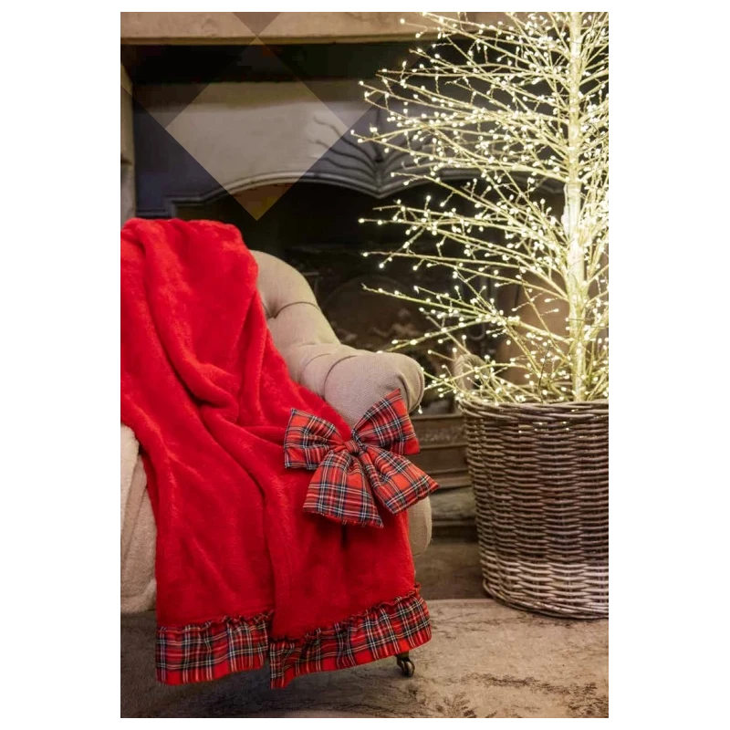 Blanc MariClò -  Plaid Sherpa Fiocco Tartan - Rosso