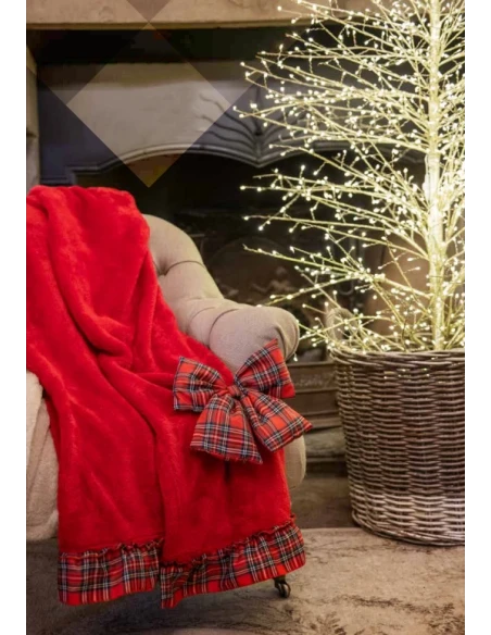 Blanc MariClò - Sherpa Plaid with Tartan Bow - Red