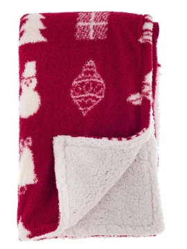 Blanc MariClò - Christmas Print Sherpa Throw - Red