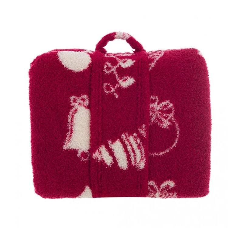 Blanc MariClò - Christmas Print Sherpa Throw - Red