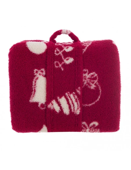 Blanc MariClò - Christmas Print Sherpa Throw - Red
