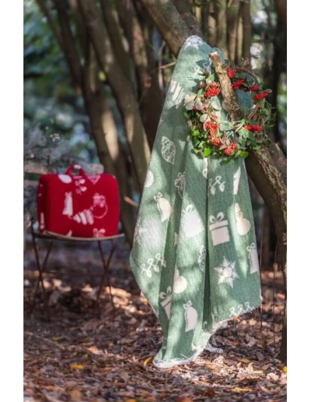 Blanc MariClò - Christmas Print Sherpa Throw - Red