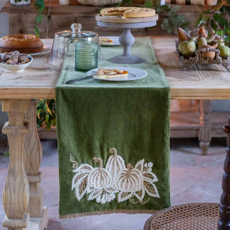 Blanc MariClò - Embroidered Pumpkin Dream Runner - 50 x 140 cm