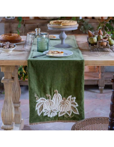 Blanc MariClò - Runner Ricamato Zucche di Sogno - 50 x 140 cm