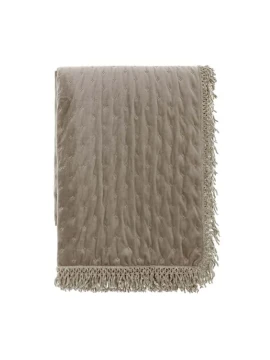 Blanc MariClò - Velvet Quilt with Fringes - Natural