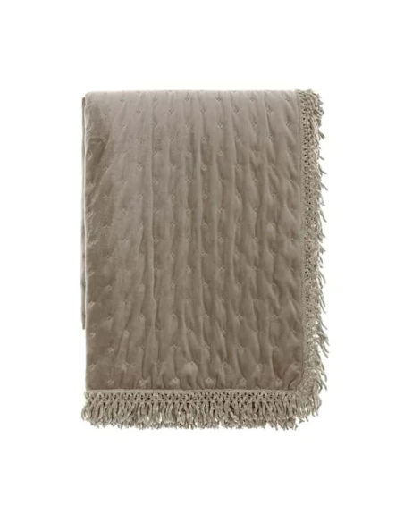 Blanc MariClò - Velvet Quilt with Fringes - Natural