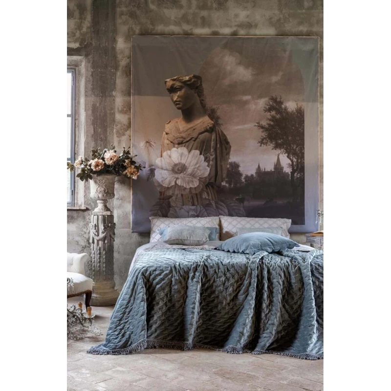 Blanc MariClò - Velvet Quilt with Fringes - Natural