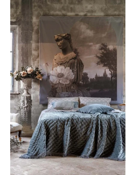 Blanc MariClò - Trapunta in Velluto con Frange - Naturale