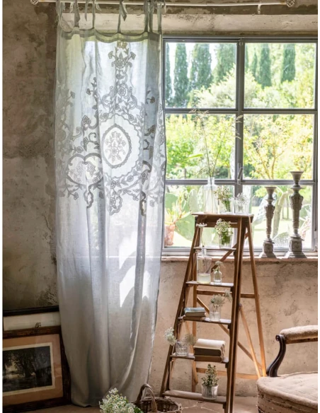 Blanc MariClò - Tenda con Medaglione Centrale e Ricami - Dentelle