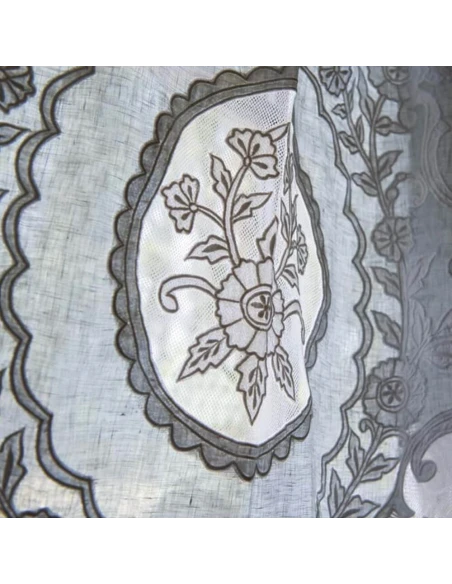 Blanc MariClò - Tenda con Medaglione Centrale e Ricami - Dentelle