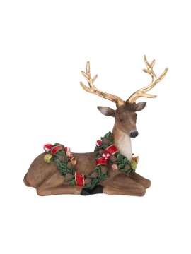 Henriette - Sitting Reindeer Decoration - H 25.5 cm