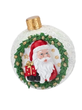 Henriette - Decorazione Sfera Babbo Natale - Bianco Perla