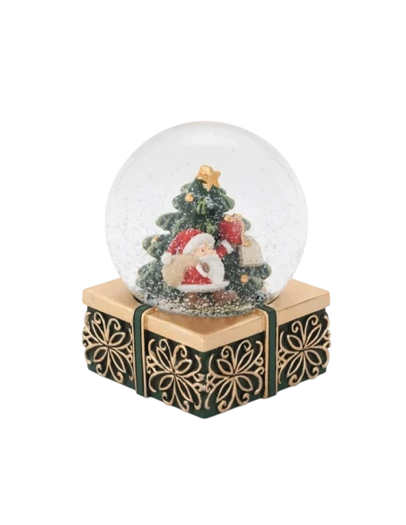 Henriette - Santa Claus Globe Decoration with Tree - Black