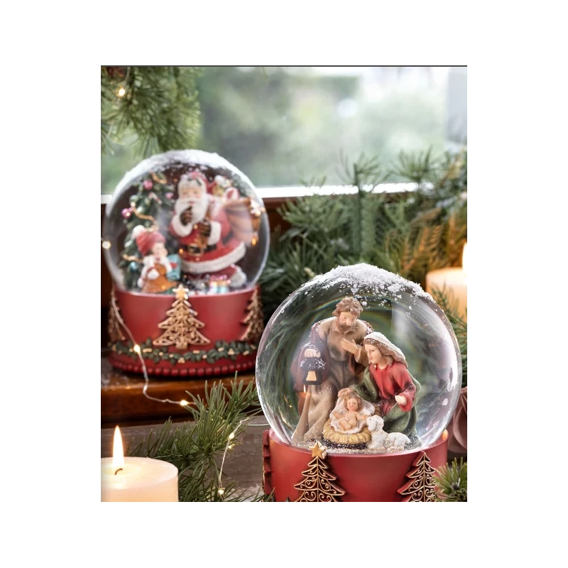 Henriette - Nativity Globe Music Box - Red