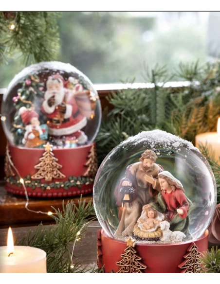 Henriette - Nativity Globe Music Box - Red