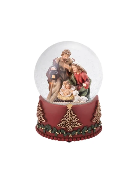Henriette - Nativity Globe Music Box - Red